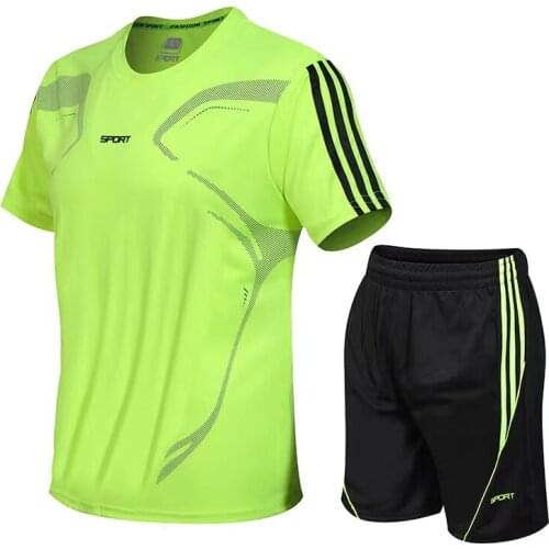 Sports Suit Men 's Fat Plus Size Short-sleeved T- Shirt Basketball Quick-drying Clothes Men 's Summer Loose Polyester