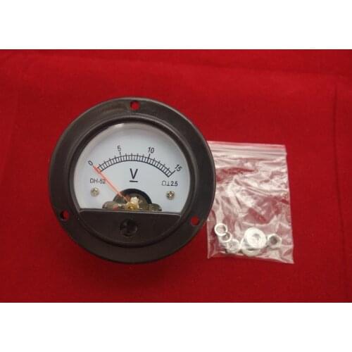 DC 0-15V Small round Analog Voltmeter Analogue Voltage panel meter DH52 Panel Cutout Dia.53mm