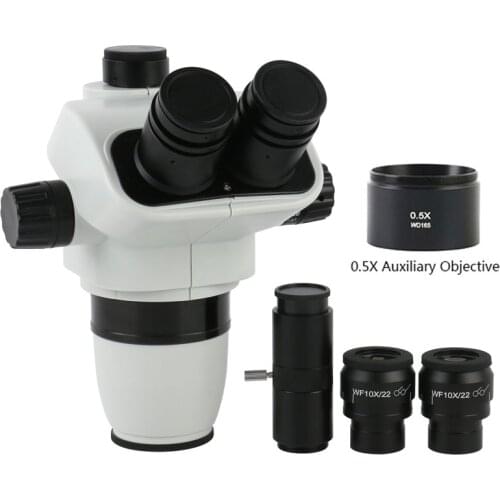 6.7X-45X 3.35X-90X Simul-Focal Industrial Trinocular Stereo Microscope Wide Field WF10X/22 For Eyepieces PCB Soldering Repair