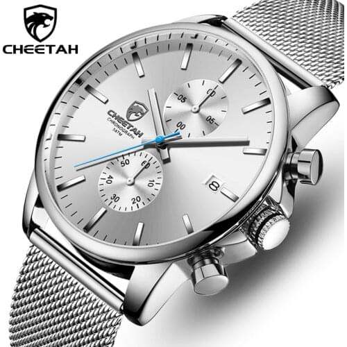 Top Brand CHEETAH Fashion Men Watch Stainless Steel Sports Waterproof Watches Mens Luxury Business Wristwatch Relogio Masculino