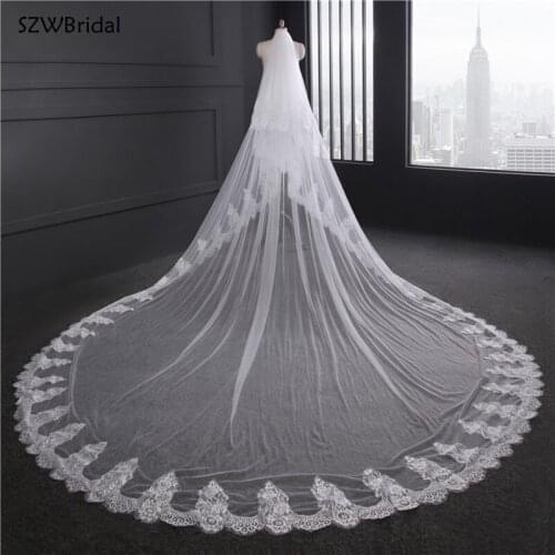 New Arrival 3.5 Meter Wedding Veils Handmade Applique Lace Bridal Veil Long Wedding Accesorios Novia Boda Bridal Headwear