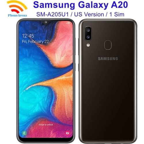 Original Samsung Galaxy A20【95% New】A205U1 Unlocked Smart Phones A205U 3GB RAM 32GB ROM 6.4" Octa Core Exynos 7884 NFC
