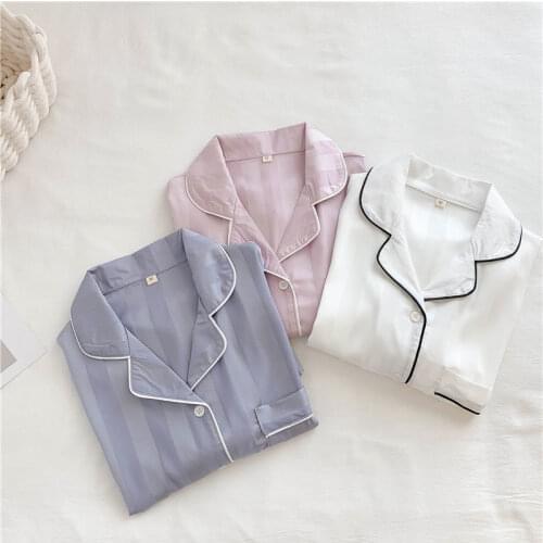 New Pour Femme Pyjama Solid Women Two Pieces Summer Sleepwear Suits with Shorts Soft Turn-down Collar Home Clothes Loungewear