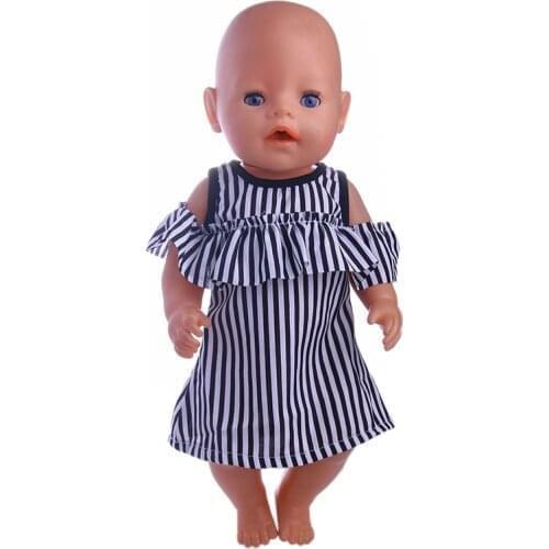 Black and white striped dress fit for 43cm 18" Doll Doll , Children the best Christmas gift