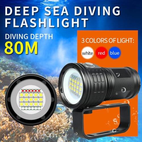 AEFJ Professional Diving Flashlight XML-L2 Portable Scuba Dive torch 80M Underwater IPX8 Waterproof Flashlights Lantern