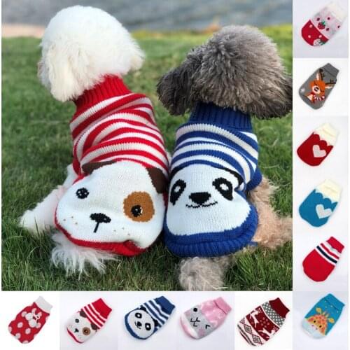 Christmas Cartoon Dog Clothes Warm Cat Sweater For Small Dogs Sweater Small Pet Deer Clothing Coat Knitting Winter Warm Costume