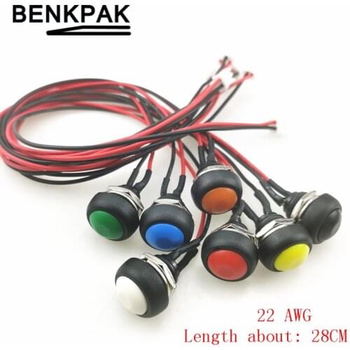 With wire terminal PBS-33B 12mm reset button switch mini non locking push button switch