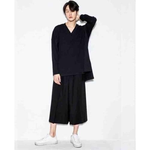 Yamamoto style wide leg pants skirt pants mens and womens dark casual pants Japanese loose large fat leg pants