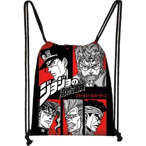 Anime Jojo Bizarre Adventure Print Drawstring Bag Boys Girls Storage Bags Teenager Casual Backpack Kids Bookbag Gift