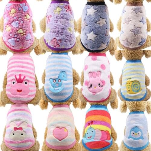 Cartoon Puppy Vest Warm Dog Clothes French Pug Bulldog Winter Dog Jacket Padded Vest For Small Dogs Pet Cat Waistcoat