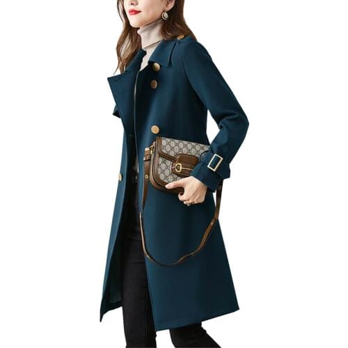 Women High-end Trench Coat 2021New Female Spring Autumn Windbreaker Lady Mid-length Trench Coat Lining Fashion Windbreaker