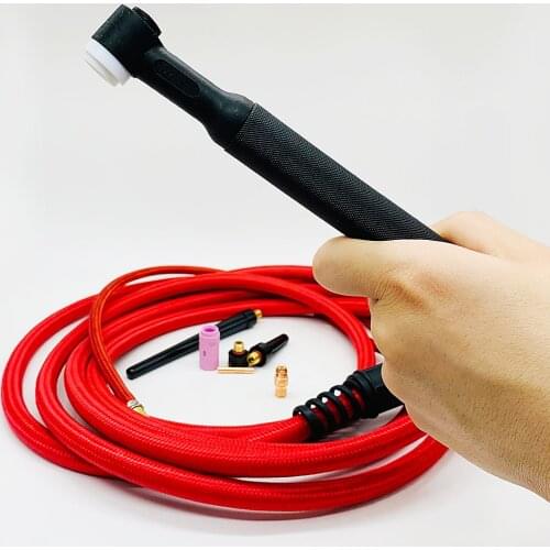 WP9F 4M Red Super Soft Hose Braided Air-Cooled Complete TIG Welding Torch 35-50 Connector