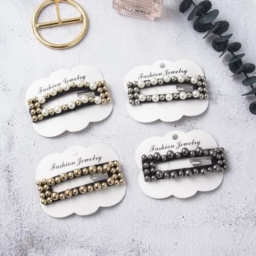 New Geometric Square Big Small Beads Metal Hair Pins Retro Temperament Women Girls Hair Clip Accessories Wedding Party HC038