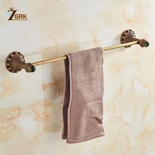 ZGRK Fasion Frap Brass Color Wall Mounted Space Aluminum Single Towel Bars Bathroom Towel Hanger Bathroom Accessories 9007