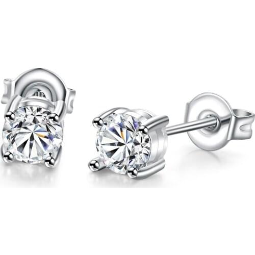 ZEMIOR Round Small Stud Earrings For Women Shine 5A Clear Cubic Zirconia Earring Girl Wedding Romantic Fashion Jewelry On Sale