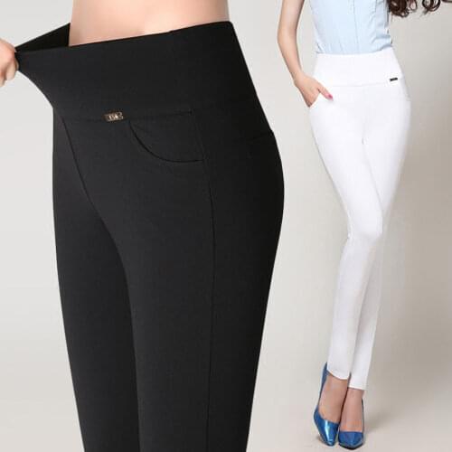 Leggings Women Plus Size High Waist Stretch Legging Solid White Black Red Skinny Warm Velvet Pencil Pants Lady Trousers