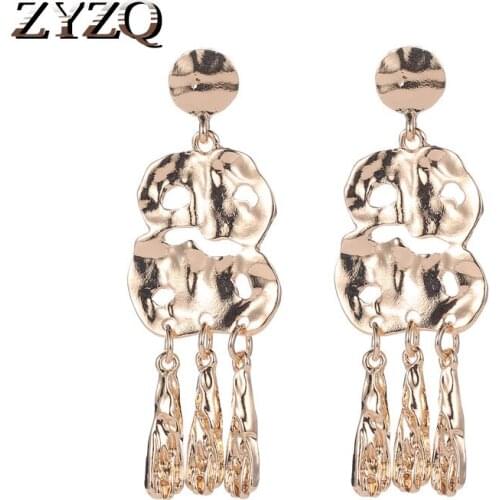 ZYZQ Vintage Lucky Symbol Earrings For Women Fashion Tassel Elegant Charming Party Accessories Rose Gold Color Available hot