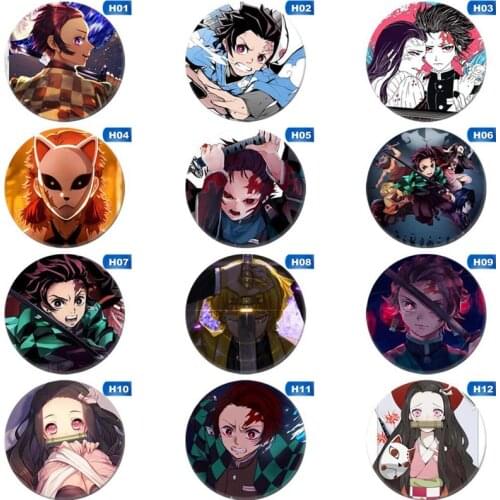 1Pcs New Kimetsu no Yaiba Kamado Tanjirou Collect Bags Badges Button Brooch Pins Cosplay Gift