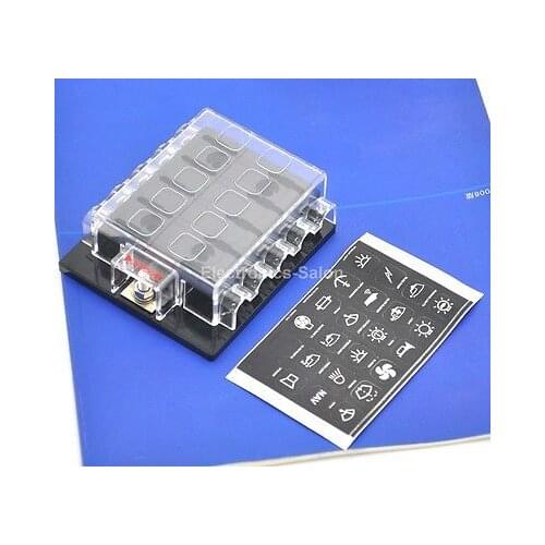 10 Position ATO/ATC Fuse Panel, W/Cover and Label, Fuse Block