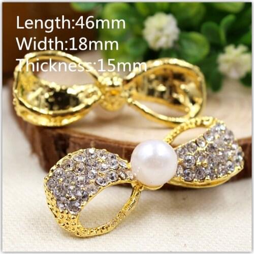 1551080,1 pcs, Bow shape Rhinestone button pearl jewelry,flower patterns buttons, garment accessories DIY materials