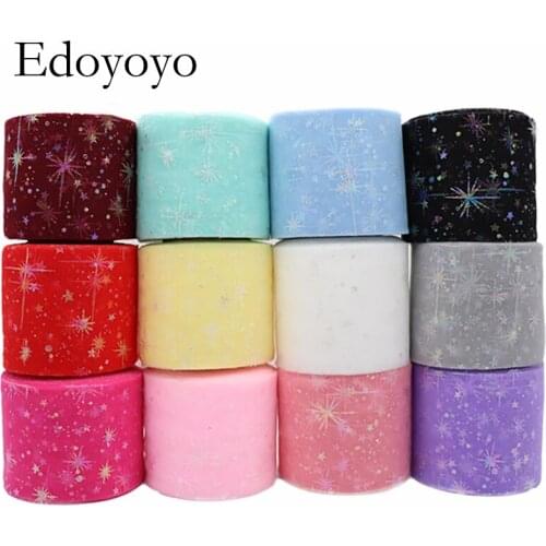 25Yards/roll6CM Hot stamping the star Tulle Roll Organza Baby Shower Party Supplies DIY Hair Bows Handmade Materials Y2020099402