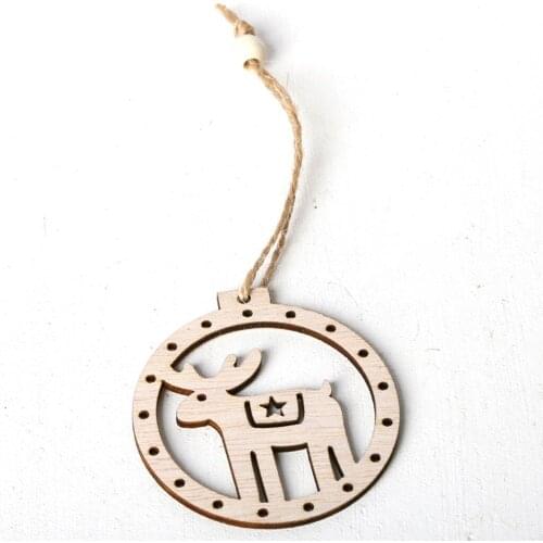 3PCS Christmas Wooden Pendants Ornaments DIY Wood Crafts Xmas Tree Decorations Snowflake Christmas Party Decorations for Home