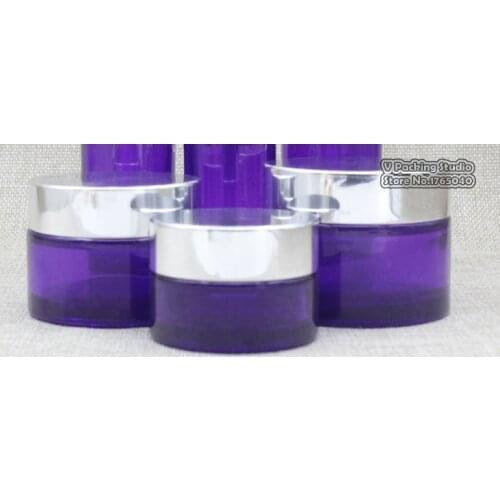 30g/ml Sliver cap Purple empty cosmetic cream jar bottle glass cream bottle cap/Sub bottle/cosmetics Bottle glass 100pcs/lot