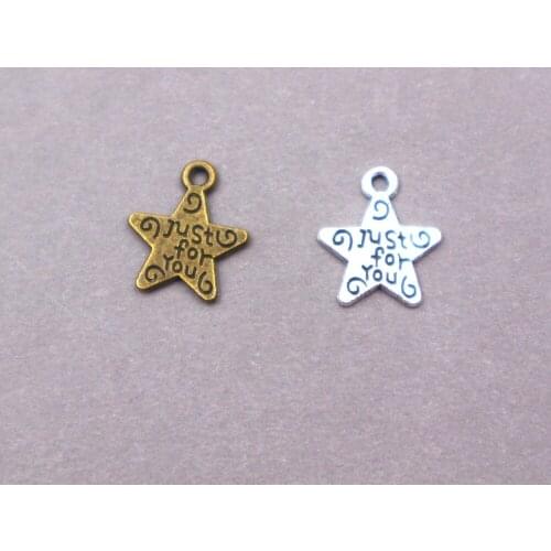 50pcs Tibetan Silver Plated Star Charms for pendant necklace DIY 14*12*1mm