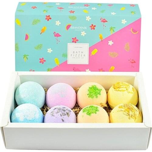 8pcs Handmade Natural Bath Salt Exfoliating Moisturizing Oil Essential Dried Flower Sea Salt Fragrant Body Bath Bomb Ball DIY