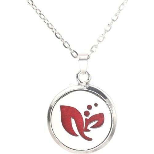 Abstract Leaves Aroma Box Pendant Necklace Magnetic Stainless Steel Aromatherapy Essential Oil Diffuser Locket Pendant Jewelry