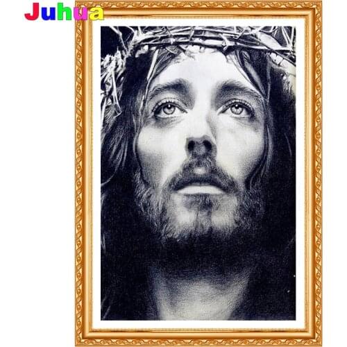 Black white Jesus Christ 5d diy diamond painting mosaic stitch full drill religion christian diamond embroidery gift home decor