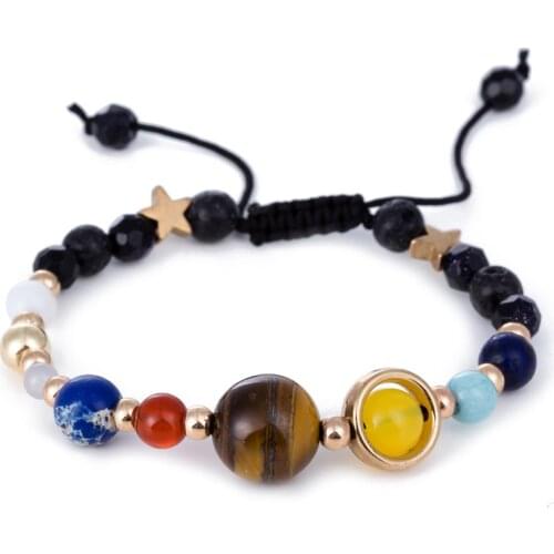 Universe Planets Beads Bangles & Bracelets Fashion Jewelry Natural Solar System Energy Bracelet For Women or Men