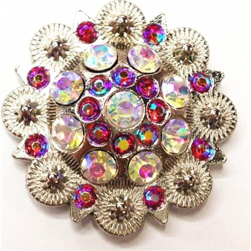 Carft Item Western Concho with Screw Metal Flower Rhinestone Concho for Belt