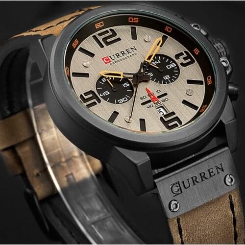 Top Brand CURREN Fashion Military Analog Quartz Watch Mens Sport Waterproof Clock Leather Casual Wristwatches Relogio Masculino