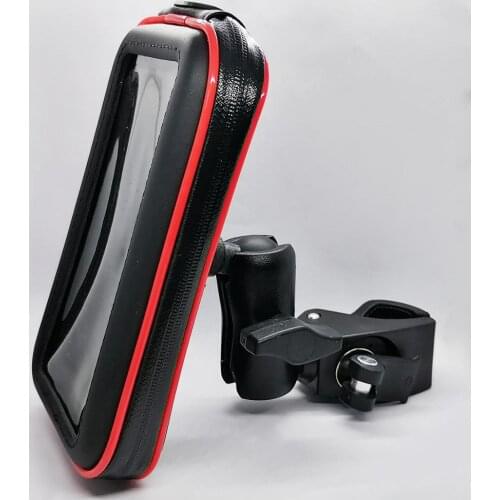 Bike Handlebar Phone Holder Case Motorcycle Rail Mount Holder With Water Resistance Zipper Case for Mobile Phones and GPS