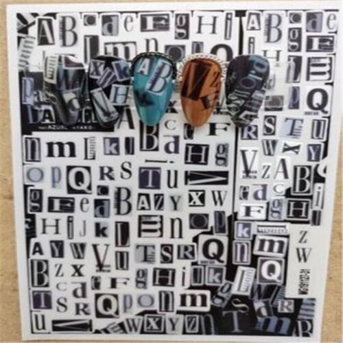 Japanese Style Black &white Words Traceless Nail Sticker Nail Art Nail Stickers