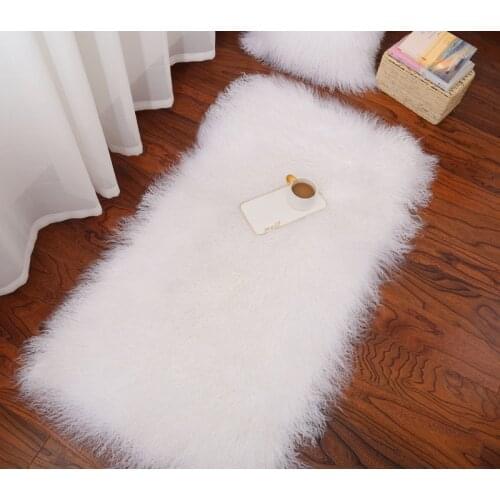 CX-D-24B Real Mongolian Lamb Fur Carpet Sheepskin Chair Cover Soft Bedroom Mat Seat Pad Long Fur Fluffy Area Rugs