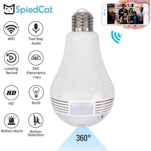 Full HD 1080P Wireless WiFi IP P2P 360 Degree Panoramic FishEye Mini Lens Home Baby Pet Security Surveillance Smart Bulb Camera