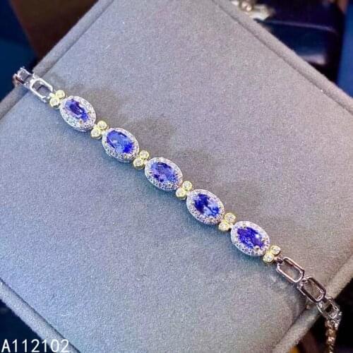 KJJEAXCMY fine jewelry 925 sterling silver inlaid natural Tanzanite luxury new girl hand bracelet support test Chinese style