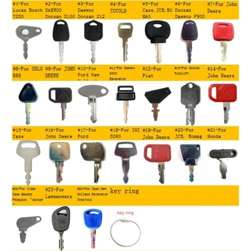 24 key Construction Ignition/Heavy Equipment Key Set for Bobcat IHI JCB,Bosch,Ford,Massey Ferguson,Toyold,Toyota,Case,Deutz