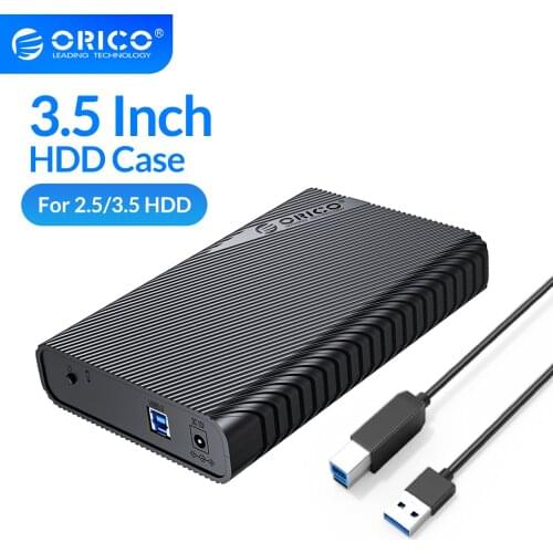 ORICO 3.5inch Hard Drive Enclosure for 2.5/3.5 HDD/SSD up to 18TB SATA to USB External Hard Drive Case with 12V2A Power Adapter