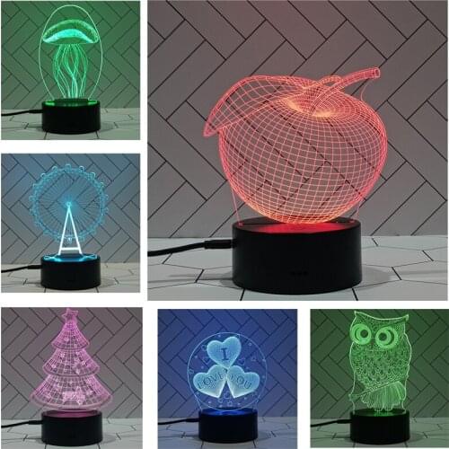 Colorful 3D Lamp Wedding Decoration Table Lamp Kids Desktop Decor Lamp Gift Birthday Party Night Light Bedroom Led Light