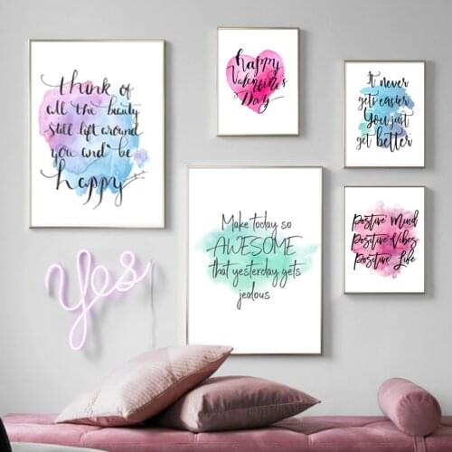 Colorful Motivational Inspiring Letter Quote Wall Art Canvas Painting Nordic Posters Prints Wall Pictures For Living Room Decor