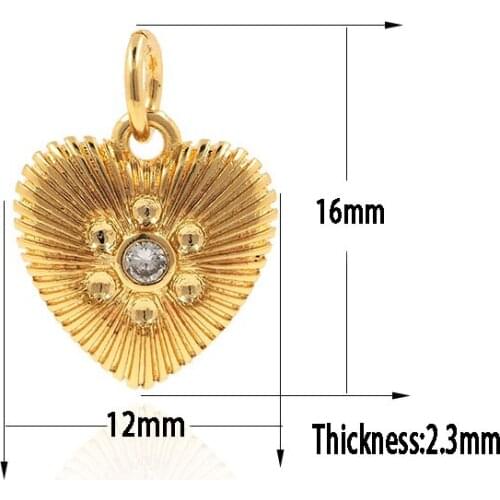 Heart Pendant Brass Exquisite Fashion Love Necklace Charm DIY Jewelry Bracelet Earring Making Supplies