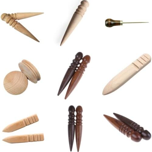 Best, Multi-Size Wood Slicker Leather Leathercraft Solid Wood Round Burnishing Edge for Polished Edge Leather Craft Working Tool