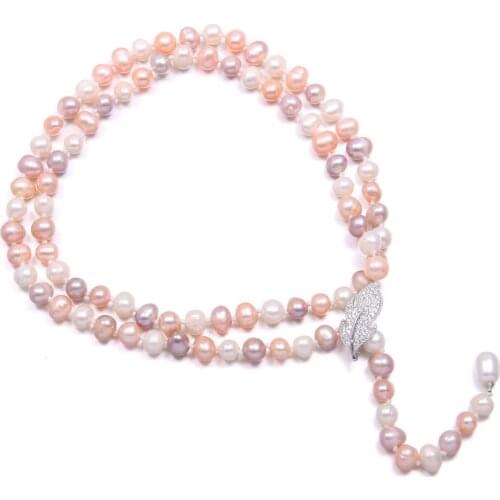 Fashion Potato Shaped Pearl Necklace Ergonomic Design Comfortable To Wear for Ladies Mens Charm Jewelry Gift 8-9mm