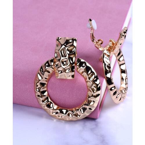 Fashion gold no ear hole earring womens large round ear clip punk rock jewelry gift geometric clip earrings