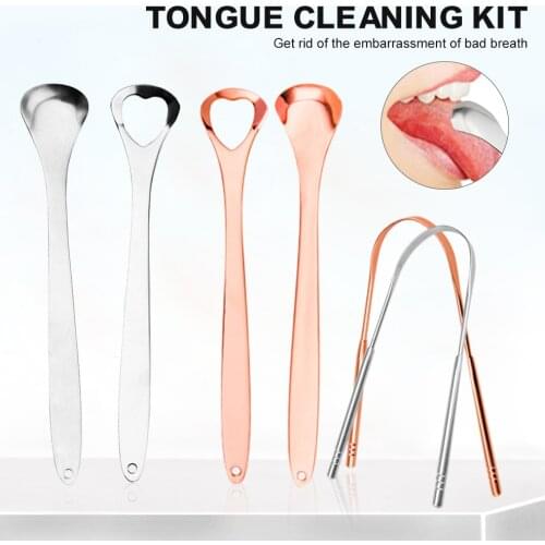 Stainless Steel Tongue Scraper Cleaner 3pcs Fresh Breath Cleaning Coated TongueToothbrush Oral Hygiene Care Tools Manual Toothbr
