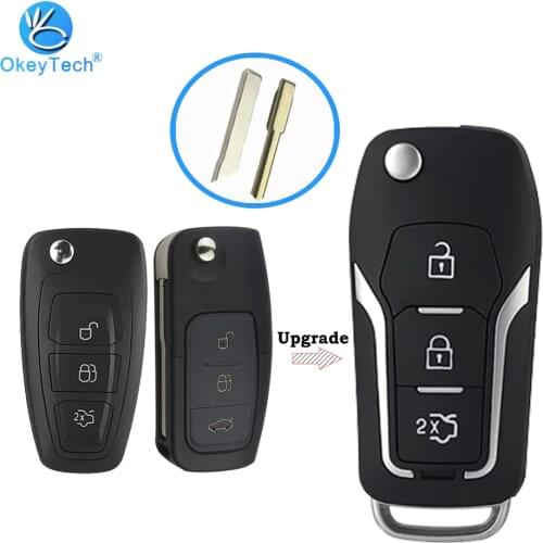 OkeyTech for Ford for Focus Fiesta Kuga Escape Mondeo Modified 3 Button Flip Folding Car Smart Key Shell Cover Fob FO21 HU101