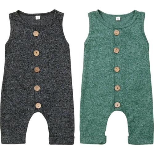 PUDCOCO Newborn Infant Baby Girls Boys Cotton Button Up Romper Sleeveless Jumpsuit Playsuit Outfits 0-24M